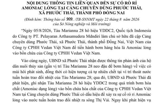 Đồng Nai: Tìm đơn vị đánh giá thiệt hại vụ rò rỉ amoniac lỏng ra sông Thị Vải