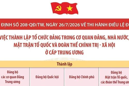 Quy định số 208-QĐ/TW: Việc thành lập tổ chức đảng trong cơ quan Đảng, Nhà nước, Mặt trận Tổ quốc và đoàn thể chính trị - xã hội ở cấp trung ương