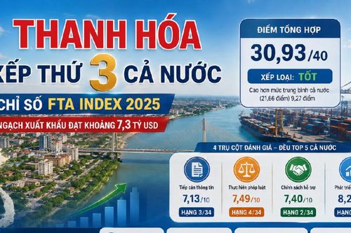 Thanh Hóa xếp thứ 3 cả nước về chỉ số FTA Index