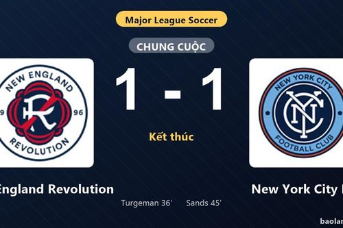 Thống kê trận đấu New England Revolution 1-1 New York City FC: Hai đội chia điểm