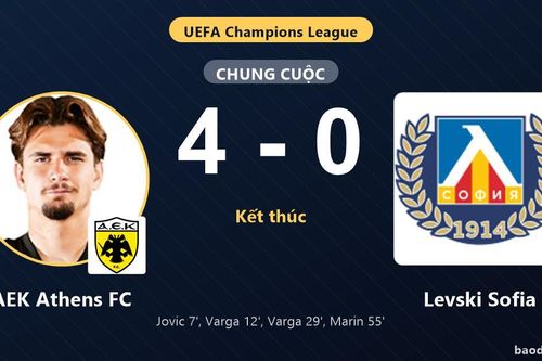 Đè bẹp Levski Sofia, AEK Athens FC nắm lợi thế lớn ở play-off Champions League