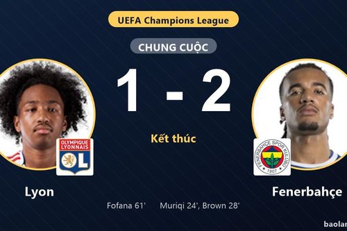 Thắng Lyon 1-2 trên sân khách, Fenerbahçe nắm lợi thế lớn ở play-off Champions League