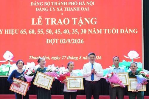 Xã Thanh Oai trao tặng Huy hiệu Đảng đợt 2-9