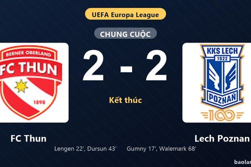 Thống kê trận đấu FC Thun 2-2 Lech Poznan: Màn rượt đuổi tỷ số mãn nhãn