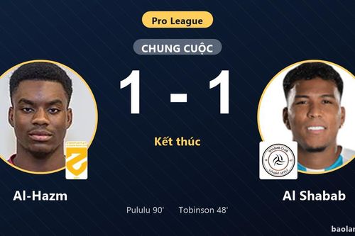 Gỡ hòa phút 90, Al-Hazm cùng Al Shabab chia điểm ở nhóm cuối Pro League