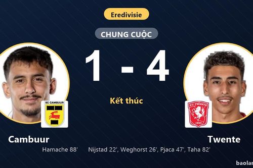 Đè bẹp Cambuur 1-4, Twente vươn lên thứ 12 và dìm đối thủ dưới đáy bảng