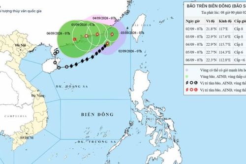 Bão số 5 duy trì cường độ gió mạnh trên biển