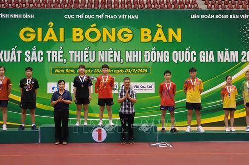 Bế mạc Giải bóng bàn các cây vợt xuất sắc trẻ, thiếu niên, nhi đồng quốc gia 2026