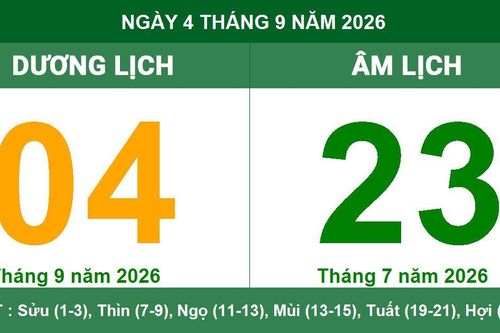 Lịch âm dương ngày 04/09/2026: Chi tiết giờ hoàng đạo và hướng xuất hành mang tài lộc