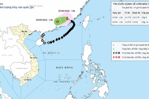 Tin cuối cùng bão số 5 ngày 03/09/2026: Bão tiến sâu vào Trung Quốc rồi suy yếu hoàn toàn