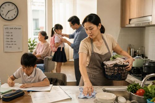 Tan ca ở cơ quan, phụ nữ lại bước vào 'ca làm' không lương ở nhà