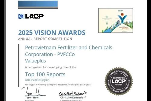 PVFCCo-Phú Mỹ xếp hạng nhì toàn cầu, giành 2 giải bạch kim tại LACP 2025 Vision Awards (Hoa Kỳ)