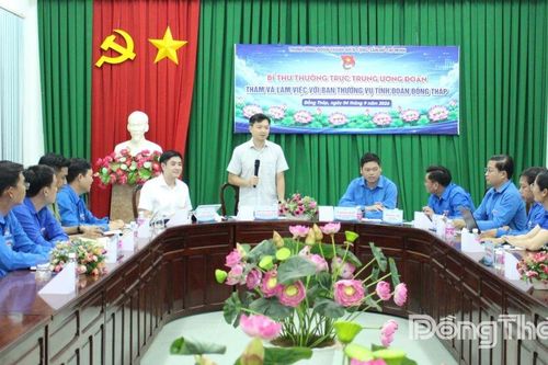Đồng chí Nguyễn Minh Triết làm việc với Ban Thường vụ Tỉnh đoàn Đồng Tháp