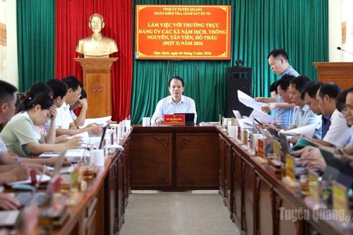 Đoàn kiểm tra, giám sát số 751 làm việc với Thường trực Đảng ủy các xã Nậm Dịch, Tân Tiến, Thông Nguyên và Hồ Thầu
