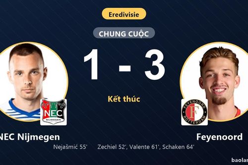 Thắng NEC Nijmegen 3-1, Feyenoord vươn lên vị trí thứ ba Eredivisie