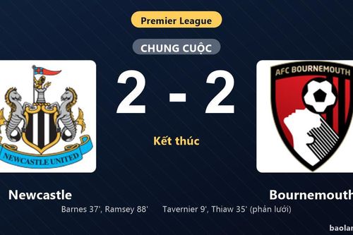 Thống kê trận đấu Newcastle 2-2 Bournemouth: Màn rượt đuổi tỷ số mãn nhãn
