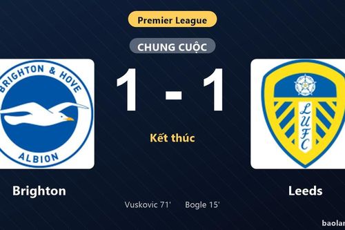 Thống kê trận đấu Brighton 1-1 Leeds: Hai đội chia điểm