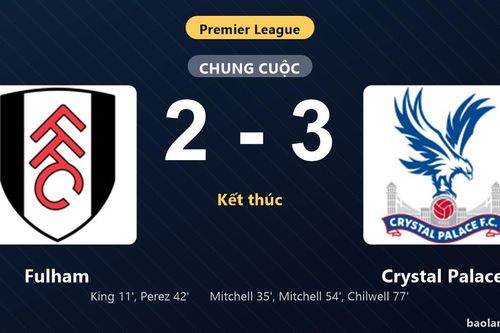 Thống kê trận đấu Fulham 2-3 Crystal Palace: Crystal Palace ngược dòng ngoạn mục
