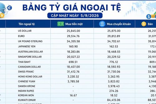 Tỷ giá ngoại tệ ngày 5/9: USD, EUR, GBP đồng loạt duy trì mặt bằng giá cao