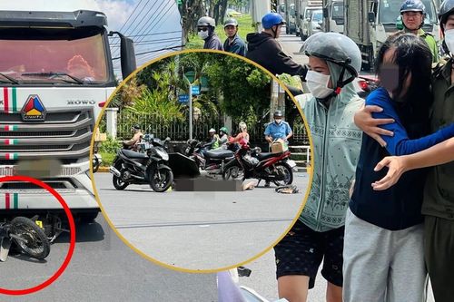 Xót xa vợ khóc ngất tại hiện trường chồng bị xe tải tông tử vong ở TPHCM