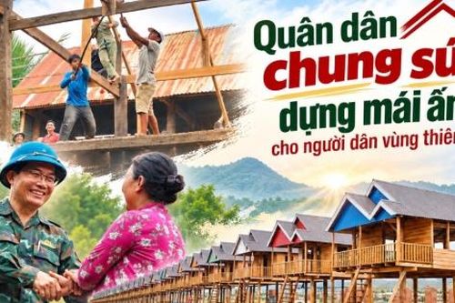 Quân dân chung sức dựng mái ấm cho người dân vùng thiên tai