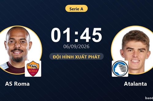 TRỰC TIẾPTrực tiếp AS Roma vs Atalanta: Đội hình xuất phát