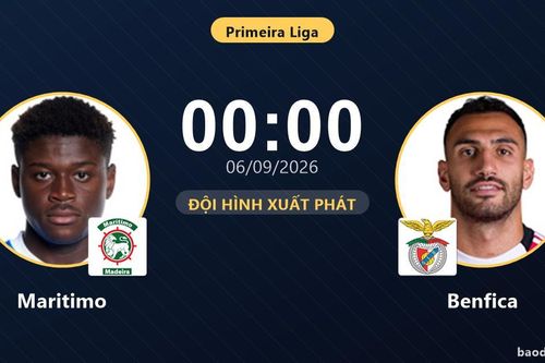 TRỰC TIẾPTrực tiếp Maritimo vs Benfica: Hết hiệp 1, Benfica dẫn 1-0