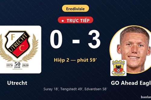 TRỰC TIẾPTrực tiếp Utrecht vs GO Ahead Eagles: GO Ahead Eagles nới rộng cách biệt 0-3