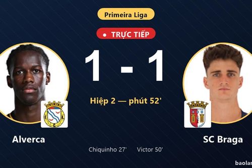 TRỰC TIẾPTrực tiếp Alverca vs SC Braga: SC Braga gỡ hòa 1-1