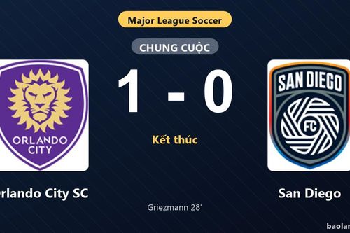 Thống kê trận đấu Orlando City SC 1-0 San Diego: Antoine Griezmann tỏa sáng, Orlando City SC giành trọn 3 điểm