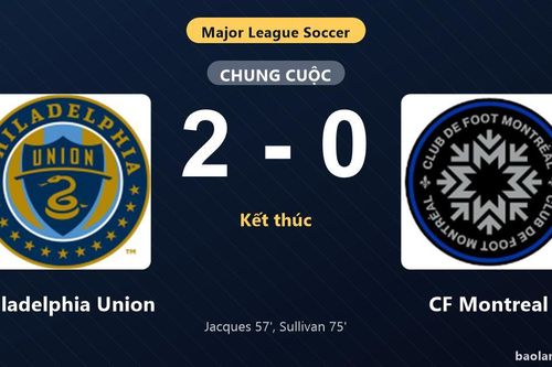 Thống kê trận đấu Philadelphia Union 2-0 CF Montreal: Cavan Sullivan tỏa sáng, Philadelphia Union giành trọn 3 điểm