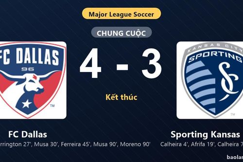 Thống kê trận đấu FC Dallas 4-3 Sporting Kansas City: FC Dallas ngược dòng ngoạn mục