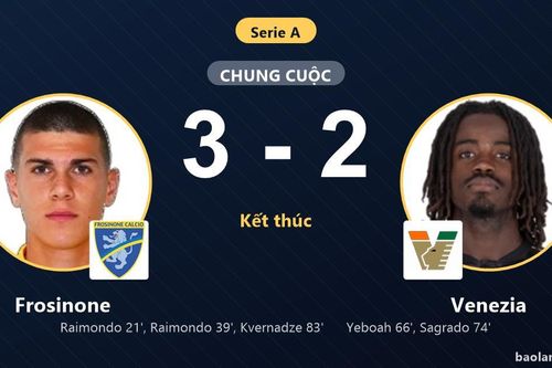 Hạ kịch tính Venezia 3-2, Frosinone vươn lên thứ 9 Serie A