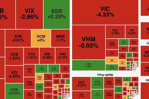 VN-Index lao dốc hơn 31 điểm, sắc đỏ phủ kín các nhóm ngành