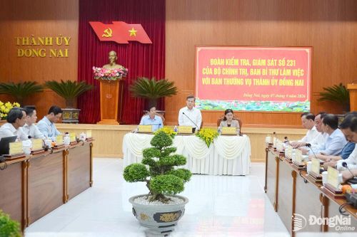 Đoàn kiểm tra, giám sát số 231 của Bộ Chính trị, Ban Bí thư làm việc tại Đồng Nai