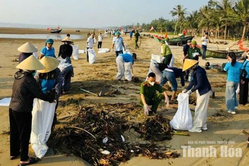 Gần 600 người ra quân làm sạch khu vực ven biển phường Ngọc Sơn