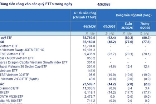 Dòng vốn ETF ngoại tiếp tục rút khỏi Việt Nam