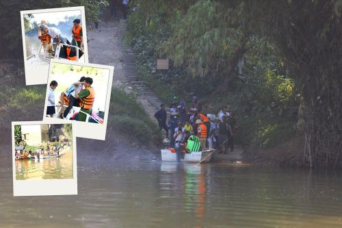 Công an dùng cano đưa học sinh vượt sông tìm con chữ ở Thái Nguyên