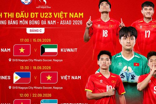 Lịch thi đấu, danh sách Đội tuyển U23 Việt Nam dự ASIAD 2026