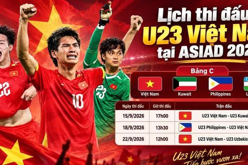 Lịch thi đấu bóng đá nam ASIAD 2026 của U23 Việt Nam mới nhất