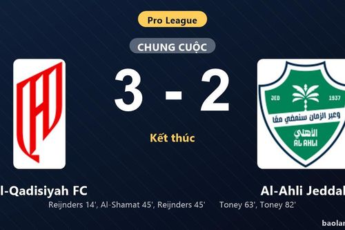 Thống kê trận đấu Al-Qadisiyah FC 3-2 Al-Ahli Jeddah: Tijjani Reijnders tỏa sáng, Al-Qadisiyah FC giành trọn 3 điểm