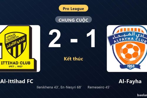 Thống kê trận đấu Al-Ittihad FC 2-1 Al-Fayha: Youssef En-Nesyri tỏa sáng, Al-Ittihad FC giành trọn 3 điểm