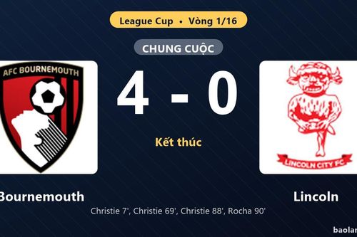 Thống kê trận đấu Bournemouth 4-0 Lincoln: Rayan Vitor Simplício Rocha tỏa sáng, Bournemouth giành vé vào vòng 1/8