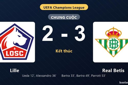 Thống kê trận đấu Lille 2-3 Real Betis: Real Betis ngược dòng ngoạn mục