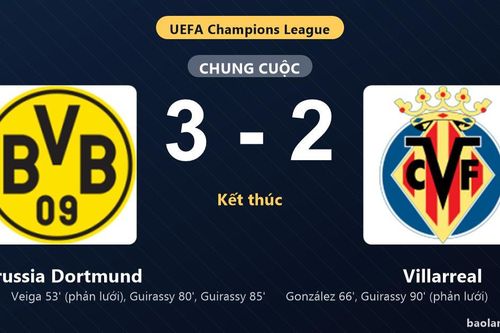 Thống kê trận đấu Borussia Dortmund 3-2 Villarreal: Serhou Guirassy tỏa sáng, Borussia Dortmund giành trọn 3 điểm