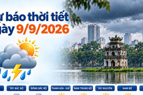 Thời tiết hôm nay 9/9: Bắc bộ mưa dông về chiều tối, Hà Nội đêm chuyển mát