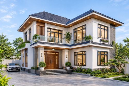 Xây nhà mái Nhật 2 tầng chữ L 90m² bao nhiêu tiền?