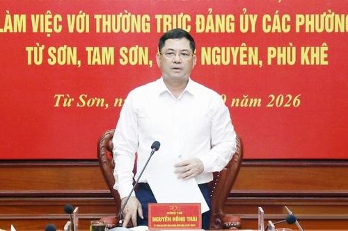Bí thư Tỉnh ủy Nguyễn Hồng Thái làm việc với Thường trực Đảng ủy 4 phường khu vực Từ Sơn