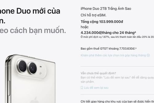iPhone Duo bản 2 TB có giá gần 104 triệu đồng tại Việt Nam