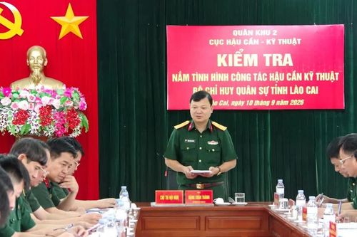 Cục Hậu cần - Kỹ thuật Quân khu kiểm tra công tác hậu cần, kỹ thuật tại Bộ Chỉ huy Quân sự tỉnh Lào Cai
